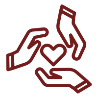 Two hands holding a heart symbol